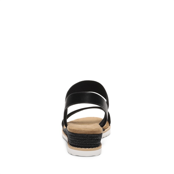 Ankle Elastic Strap Espadrille Flat Sandals - BLACK - 4